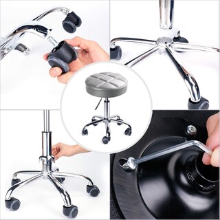 Foto 5 | Foto 5 | Taburete Con Ruedas Leopard Redondo Ajustable Para Trabajo Médico Gris Claro - Venta Internacional.