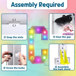 Foto 4 | Foto 4 | Carpa Colorida En Forma De C Con Diseño De Letras Iluminadas Impresv De 4 Pies Con Mando A Distancia - Venta Internacional.