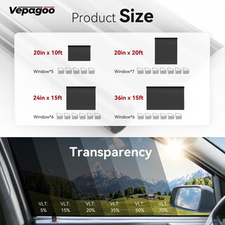 Foto 7 | Foto 7 | Lámina Tintada Para Ventanillas De Coche Vepagoo 35% Vlt 50 Cm X 7 6 M Privacy - Venta Internacional.