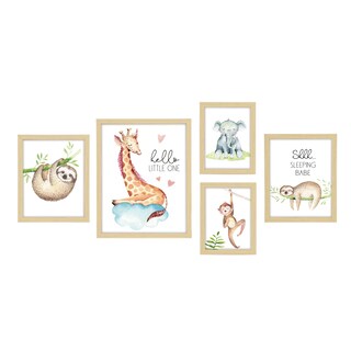 Foto 1 | Foto 1 | Arte Decorativo De Pared De Hannah Funny Woodland Baby Nursery Paquete De 5 - Venta Internacional.