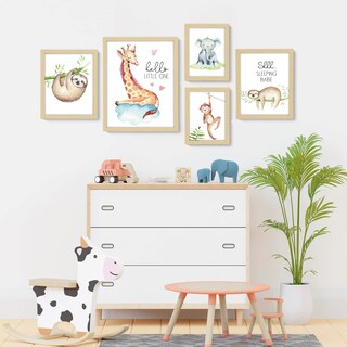 Foto 3 | Foto 3 | Arte Decorativo De Pared De Hannah Funny Woodland Baby Nursery Paquete De 5 - Venta Internacional.