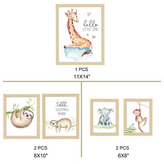 Foto 5 | Foto 5 | Arte Decorativo De Pared De Hannah Funny Woodland Baby Nursery Paquete De 5 - Venta Internacional.