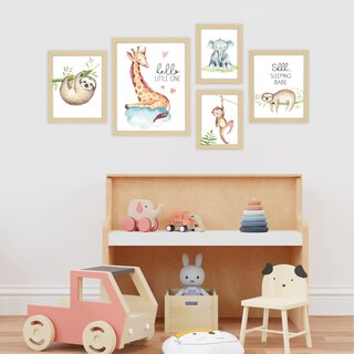 Foto 6 | Foto 6 | Arte Decorativo De Pared De Hannah Funny Woodland Baby Nursery Paquete De 5 - Venta Internacional.