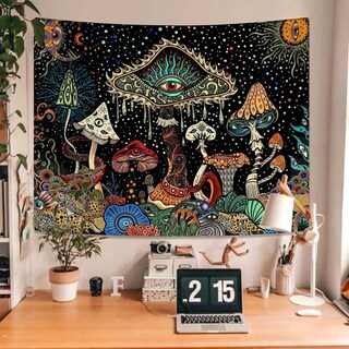 Foto 3 | Foto 3 | Tapiz Yeoiat Mushroom Hippie Para Dormitorio  112 X 152 Cm - Venta Internacional.