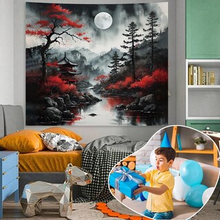 Foto 4 | Foto 4 | Tapiz De Pared Atrippy Anime Black Forest Japanese Moon 130x150 Cm - Venta Internacional.