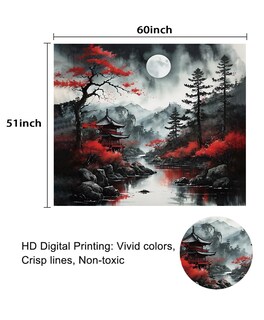 Foto 7 | Foto 7 | Tapiz De Pared Atrippy Anime Black Forest Japanese Moon 130x150 Cm - Venta Internacional.