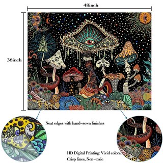 Foto 5 | Foto 5 | Tapiz Yeoiat Mushroom Hippie Para Dormitorio Dormitorio Y Sala De Estar - Venta Internacional.