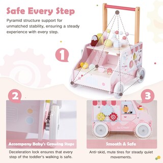 Foto 3 | Foto 3 | Baby Walker Labebe Wooden Push Activity Con Carrito De Helados - Venta Internacional.