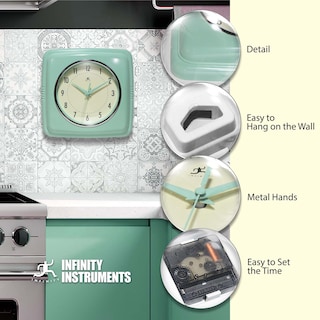 Foto 6 | Foto 6 | Reloj De Pared Infinity Instruments Cuadrado Retro De 23 5 Cm  Color Verde - Venta Internacional.