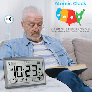 Foto 2 | Foto 2 | Reloj De Pared Atomic Hodik Con Pantalla Lcd De Temperatura De 10 5 Pulgadas Color Plateado - Venta Internacional.