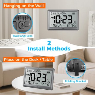 Foto 4 | Foto 4 | Reloj De Pared Atomic Hodik Con Pantalla Lcd De Temperatura De 10 5 Pulgadas Color Plateado - Venta Internacional.