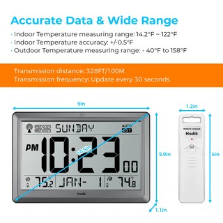 Foto 5 | Foto 5 | Reloj De Pared Atomic Hodik Con Pantalla Lcd De Temperatura De 10 5 Pulgadas Color Plateado - Venta Internacional.