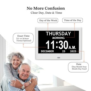Foto 5 | Foto 5 | Reloj Digital Flyruit Dementia De 7 Pulgadas Con Fecha Hora Y Día Blanco - Venta Internacional.