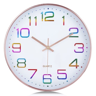 Foto 1 | Foto 1 | Reloj De Pared Lafocuse De 30 Cm Colorido Funciona Con Pilas Color Oro Rosa - Venta Internacional.