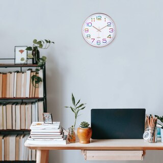 Foto 3 | Foto 3 | Reloj De Pared Lafocuse De 30 Cm Colorido Funciona Con Pilas Color Oro Rosa - Venta Internacional.