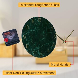 Foto 3 | Foto 3 | Reloj De Pared Vikmari De Cristal Silencioso  No Hace Tictac  30 Cm  Color Verde Oscuro - Venta Internacional.