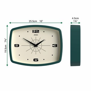 Foto 4 | Foto 4 | Reloj De Pared Jones Clocks Movie Retro 25 5 X 19 5 Cm Color Verde Oscuro - Venta Internacional.