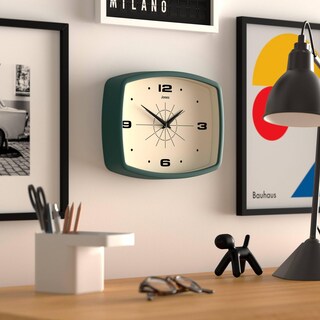Foto 5 | Foto 5 | Reloj De Pared Jones Clocks Movie Retro 25 5 X 19 5 Cm Color Verde Oscuro - Venta Internacional.