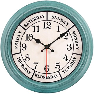 Foto 1 | Foto 1 | Reloj De Pared Zyzamay Retro 30 Cm Con El Día De La Semana Color Verde - Venta Internacional.