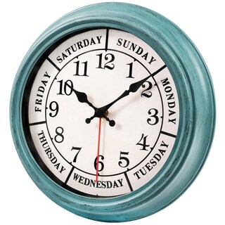 Foto 2 | Foto 2 | Reloj De Pared Zyzamay Retro 30 Cm Con El Día De La Semana Color Verde - Venta Internacional.