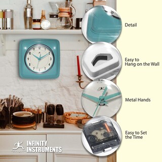 Foto 7 | Foto 7 | Reloj De Pared Infinity Instruments Retro 24 Cm Turquesa - Venta Internacional.