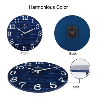 Foto 5 | Foto 5 | Reloj De Pared Lafocuse Silent 30 Cm De Madera Color Azul Rústico - Venta Internacional.