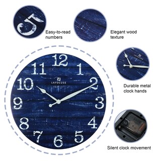 Foto 6 | Foto 6 | Reloj De Pared Lafocuse Silent 30 Cm De Madera Color Azul Rústico - Venta Internacional.