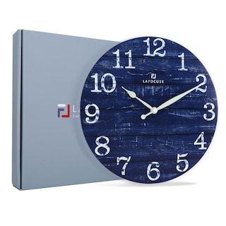Foto 7 | Foto 7 | Reloj De Pared Lafocuse Silent 30 Cm De Madera Color Azul Rústico - Venta Internacional.
