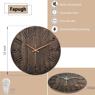 Foto 2 | Foto 2 | Reloj De Pared Fapugh Con Pilas De 30 Cm Color Marrón Silencioso - Venta Internacional.