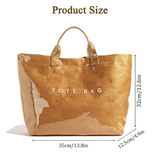 Foto 2 | Foto 2 | Bolsa De Mano Bbiqi Bolsa De Pvc Papel Kraft Con Estampado De Letras - Venta Internacional.