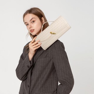 Foto 3 | Foto 3 | Monedero De Mano Newrogeng De Piel Tejida Para Mujer Color Blanco Crema - Venta Internacional.