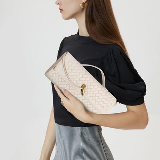 Foto 4 | Foto 4 | Monedero De Mano Newrogeng De Piel Tejida Para Mujer Color Blanco Crema - Venta Internacional.