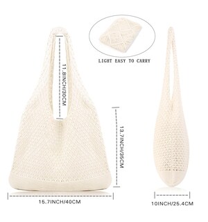 Foto 2 | Foto 2 | Bolsa De Playa Cookooky Ganchillo Estética Veraniega Malla Beige - Venta Internacional.