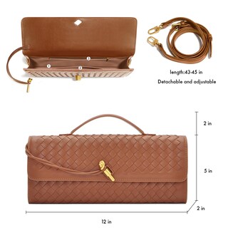 Foto 6 | Foto 6 | Monedero De Mano Newrogeng De Piel Tejida Para Mujer Color Marrón - Venta Internacional.
