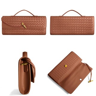 Foto 7 | Foto 7 | Monedero De Mano Newrogeng De Piel Tejida Para Mujer Color Marrón - Venta Internacional.
