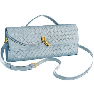 Foto 2 | Foto 2 | Monedero De Mano Newrogeng De Piel Tejida Azul Claro Para Mujer - Venta Internacional.