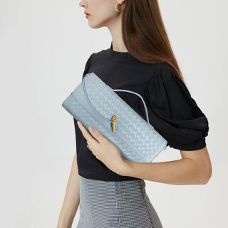 Foto 4 | Foto 4 | Monedero De Mano Newrogeng De Piel Tejida Azul Claro Para Mujer - Venta Internacional.