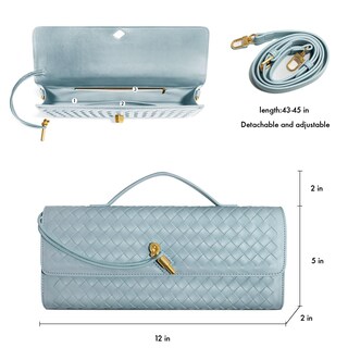 Foto 6 | Foto 6 | Monedero De Mano Newrogeng De Piel Tejida Azul Claro Para Mujer - Venta Internacional.