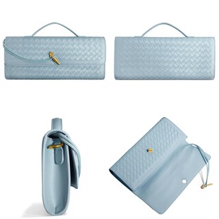 Foto 7 | Foto 7 | Monedero De Mano Newrogeng De Piel Tejida Azul Claro Para Mujer - Venta Internacional.