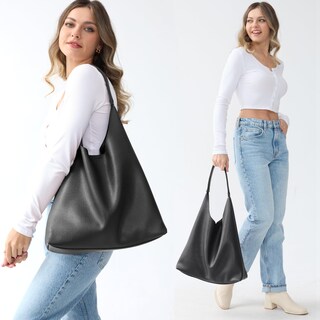 Foto 2 | Foto 2 | Bolso Hobo Hoxis De Cuero Vegano Suave Para Mujer (negro) - Venta Internacional.