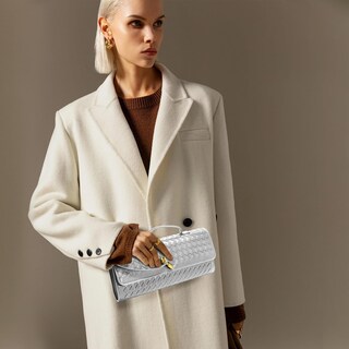 Foto 4 | Foto 4 | Monedero De Mano Newrogeng De Piel Tejida Para Mujer Color Plateado - Venta Internacional.