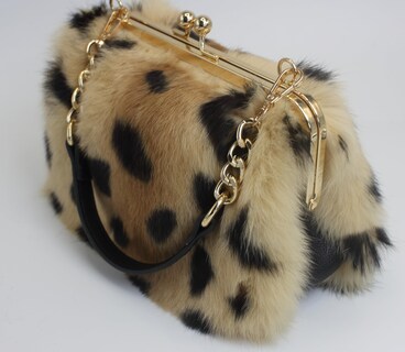 Foto 4 | Foto 4 | Bolso De Mano Fosrion Elegante Estampado De Leopardo Con Piel De Conejo Rex Para Mujer - Venta Internacional.