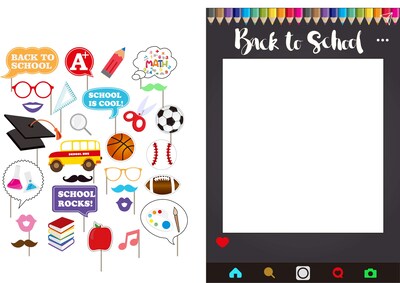 Foto 1 | Foto 1 | Paquete De 30 Accesorios Para Fotomatón Fiesta De Regreso A Clases 7 Personas - Venta Internacional.