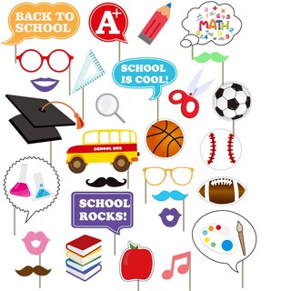 Foto 3 | Foto 3 | Paquete De 30 Accesorios Para Fotomatón Fiesta De Regreso A Clases 7 Personas - Venta Internacional.