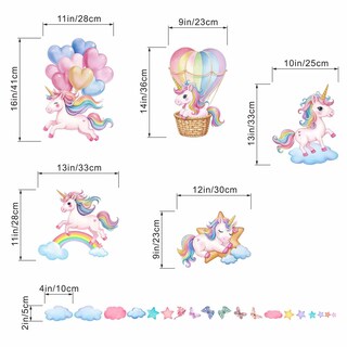 Foto 4 | Foto 4 | Adhesivos De Pared Amimagen Con Diseño De Unicornio Arcoíris Globo Aerostático Para Niñas - Venta Internacional.