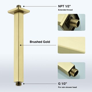 Foto 4 | Foto 4 | Brazo De Ducha Trustmi Cuadrado De Acero Inoxidable Dorado Cepillado De 30 Cm - Venta Internacional.
