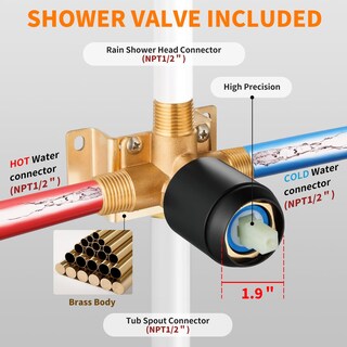 Foto 7 | Foto 7 | Juego De Grifos Para Bañera Y Ducha Goxiuhan Color Negro Con Cabezal De Lluvia De 20 Cm - Venta Internacional.