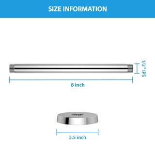 Foto 5 | Foto 5 | Brazo De Ducha Lordear Soporte De Techo 20 Cm Cromado Con Brida - Venta Internacional.