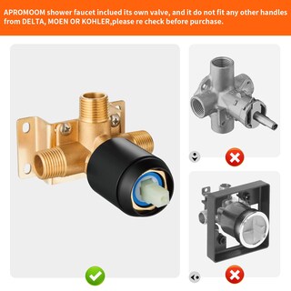 Foto 3 | Foto 3 | Set De Cabezal De Ducha Y Grifo Apromoom Negro Con Válvula De 6 Pulgadas - Venta Internacional.