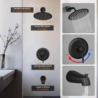 Foto 3 | Foto 3 | Juego De Grifos Para Bañera Con Cabezal De Ducha Tipo Lluvia De 15 Cm Negro Mate - Venta Internacional.